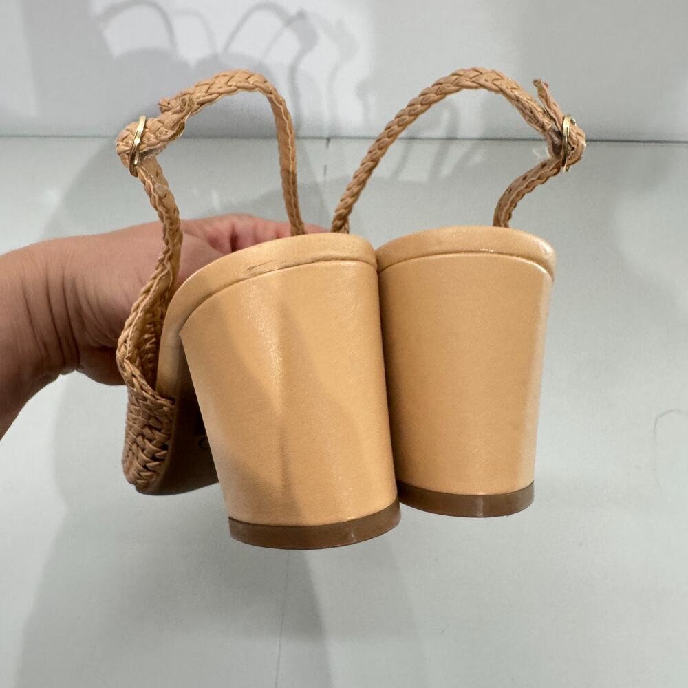 Nine West Elma 2 Woven Slingback Pumps Sz 7.5 Nude Tan Minimalist Coastal Office - Picture 5 of 9